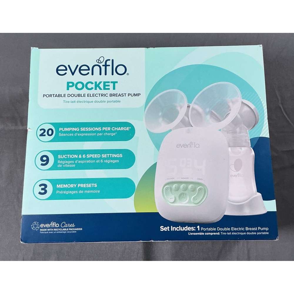 Evenflo Pocket Portable Double Electric Breast Pump White Model 4018 New